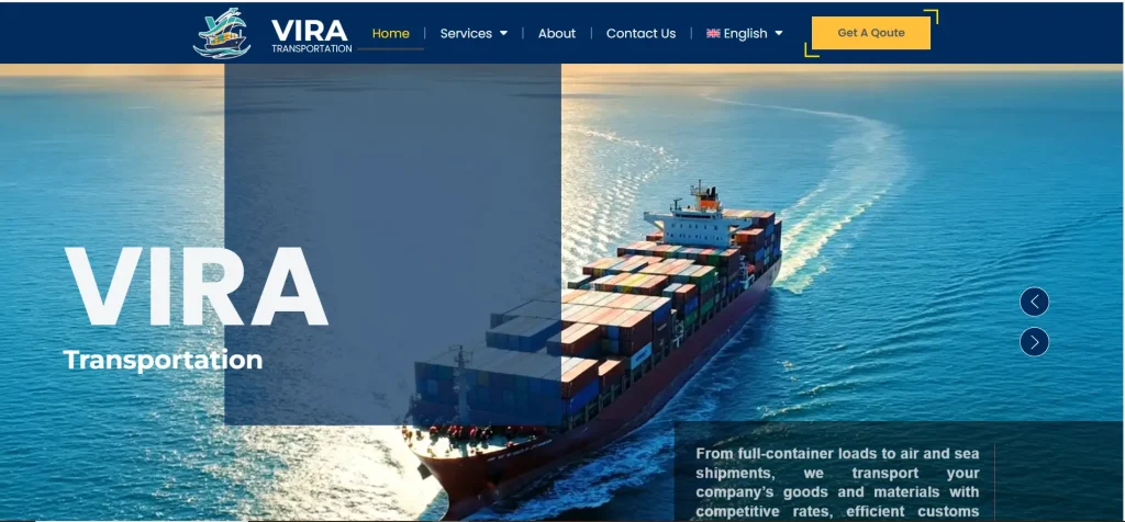 vira transportaion company as a website sample